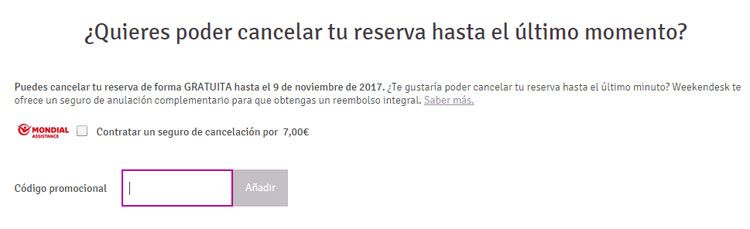 Cupón promocional Weekendesk