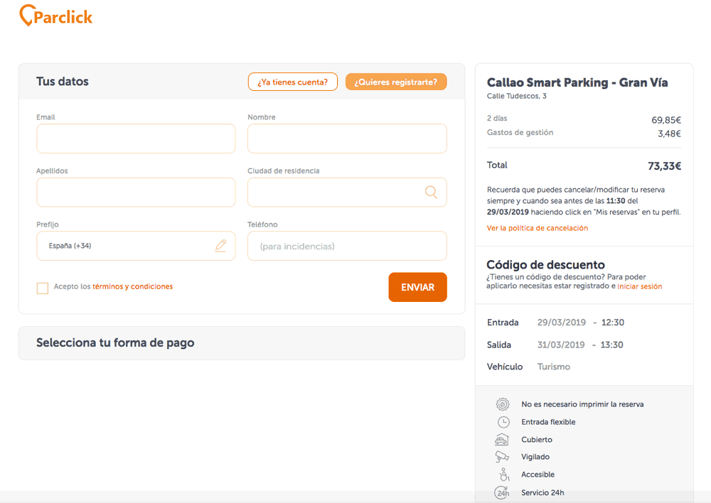 Código descuento Parclick