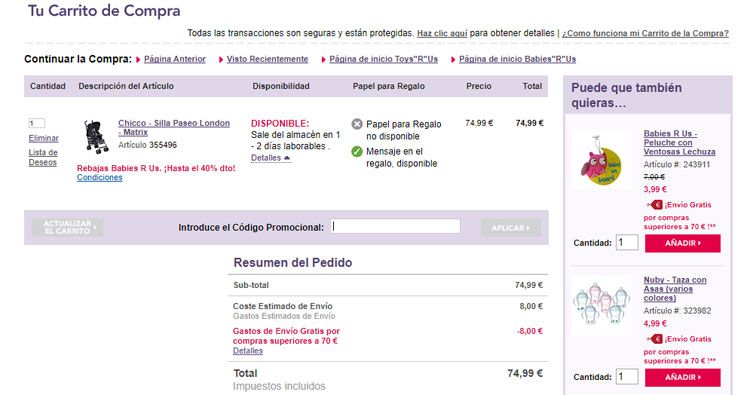 Código promocional BabiesRUs