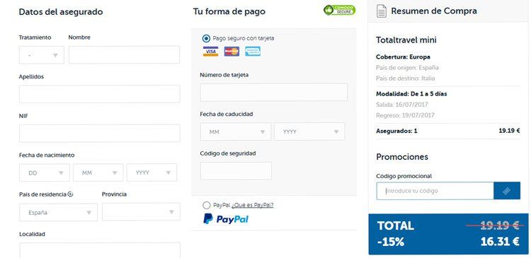 Cupón promocional Intermundial