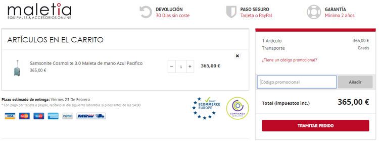 Código promocional Maletia