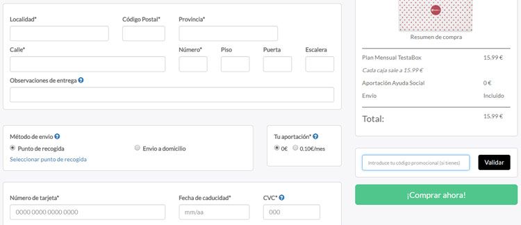 Cupón promocional Testabox
