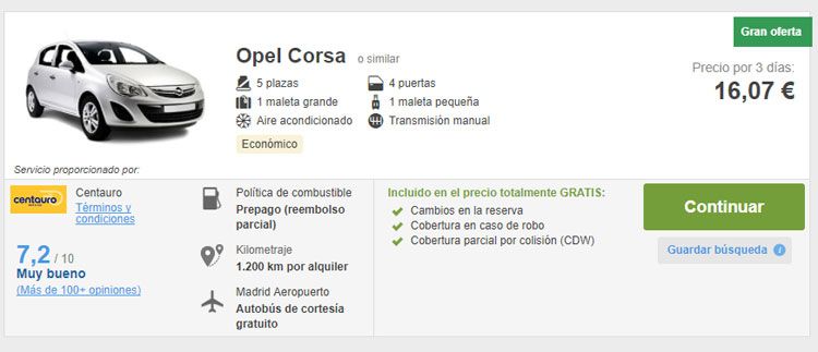 Cupón descuento Rentalcars